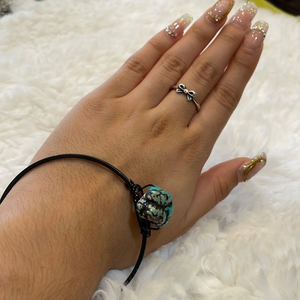 Handmade Turquoise Stone‎ Black Metal Bracelet